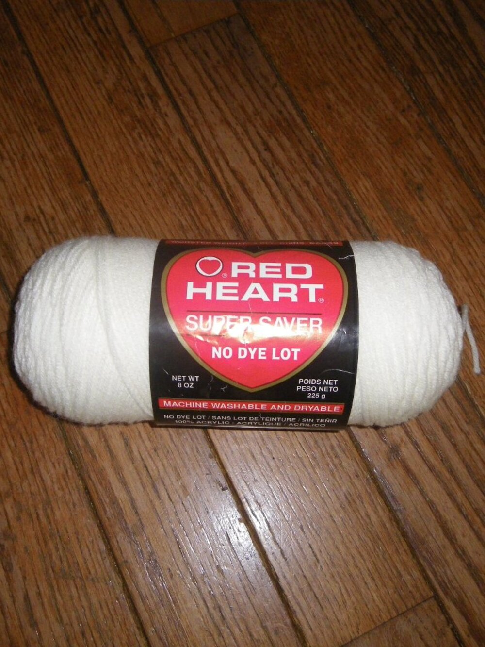 1 Large Skein Red Heart Super Saver Yarn Color Soft White 8 oz.